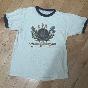 RARE Vintage Charlie Daniels Band 1977 Ringer T Shirt L Willie/Friends Concert